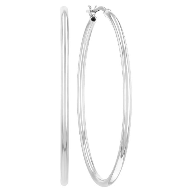 Sterling Silver Hoop Earrings, 44 mm