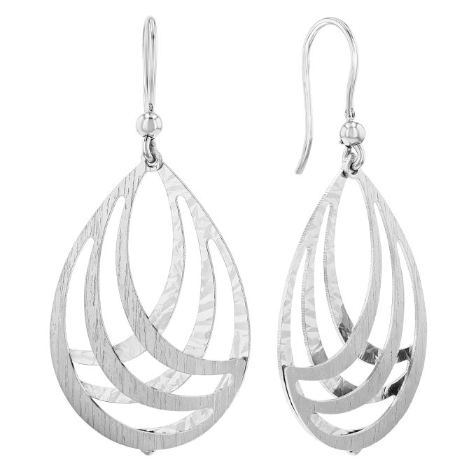 Sterling Silver Teardrop Swirl Dangle Earrings