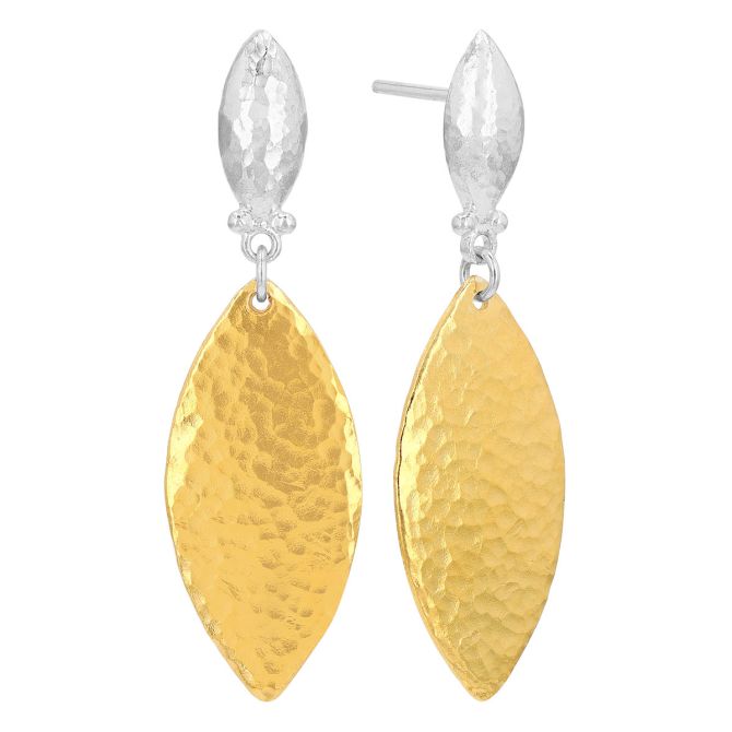 Gurhan Willow Sterling Silver & Yellow Tone Navette Drop Earrings