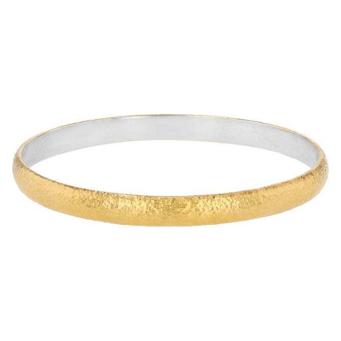 Gurhan Sterling Silver & Yellow Tone Hammered Bangle Bracelet