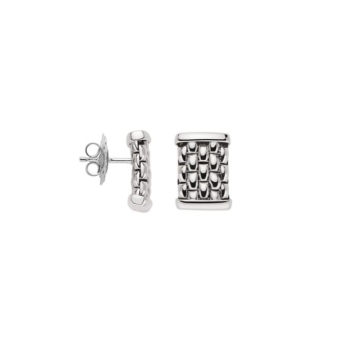 FOPE Essentials Rectangle Stud Earrings White Gold