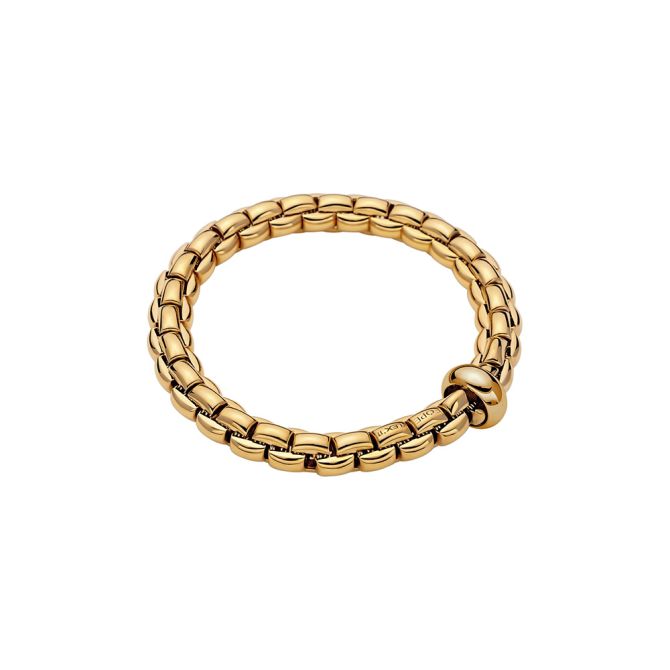 FOPE Eka Wide Flex'It Bracelet in Yellow Gold with Rondel Station, Size M