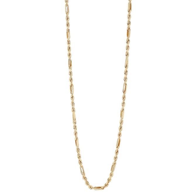 Yellow Gold Figaro Link Chain Necklace, 3 mm, 20"