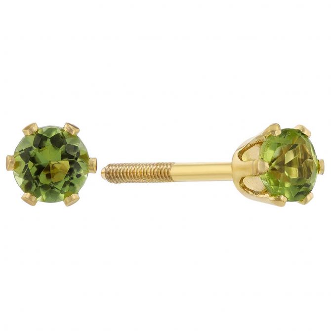 Children's Peridot Stud Earrings in Yellow Gold