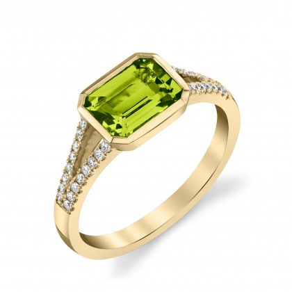 Emerald Cut Peridot \u0026 Diamond Split 