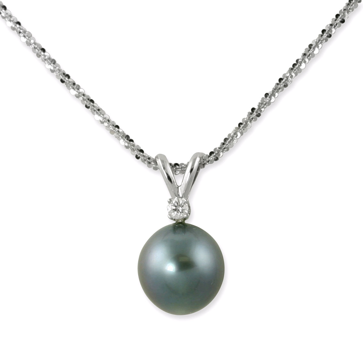 TARA Pearls Black Tahitian Cultured Pearl & Diamond Pendant Necklace in ...