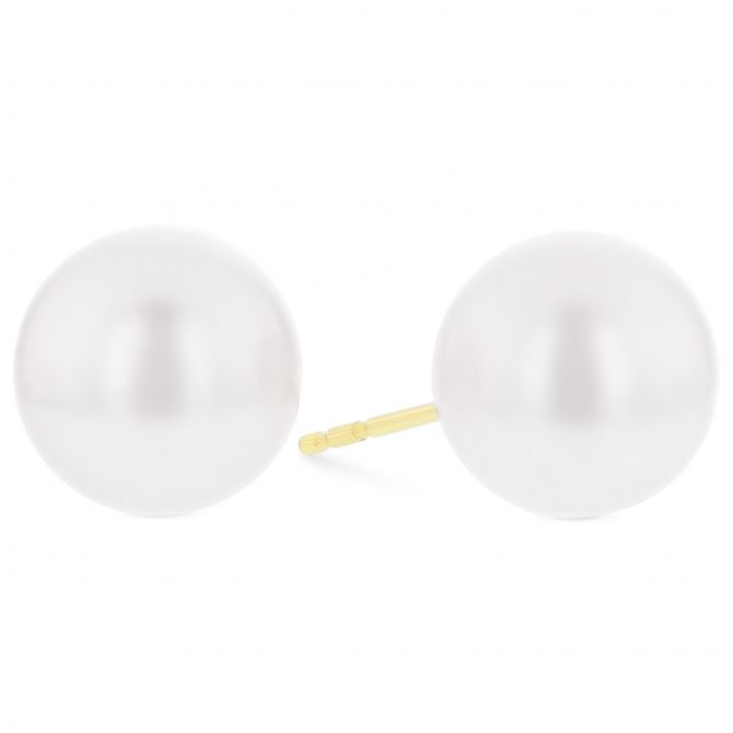 TARA Pearls Akoya Cultured Pearl Stud Earrings, 8.5x9mm in Yellow Gold