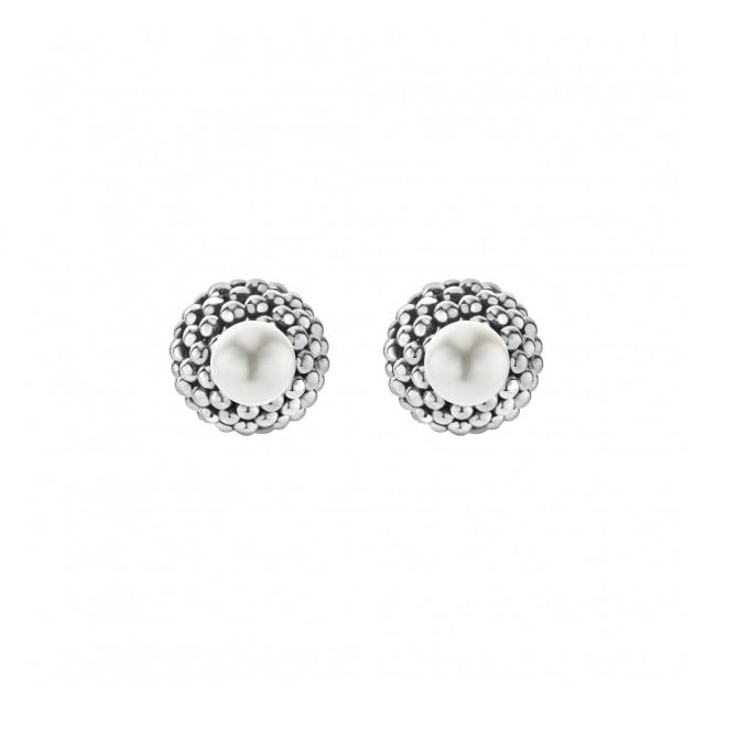 Silver Front-Back Earrings, Signature Caviar