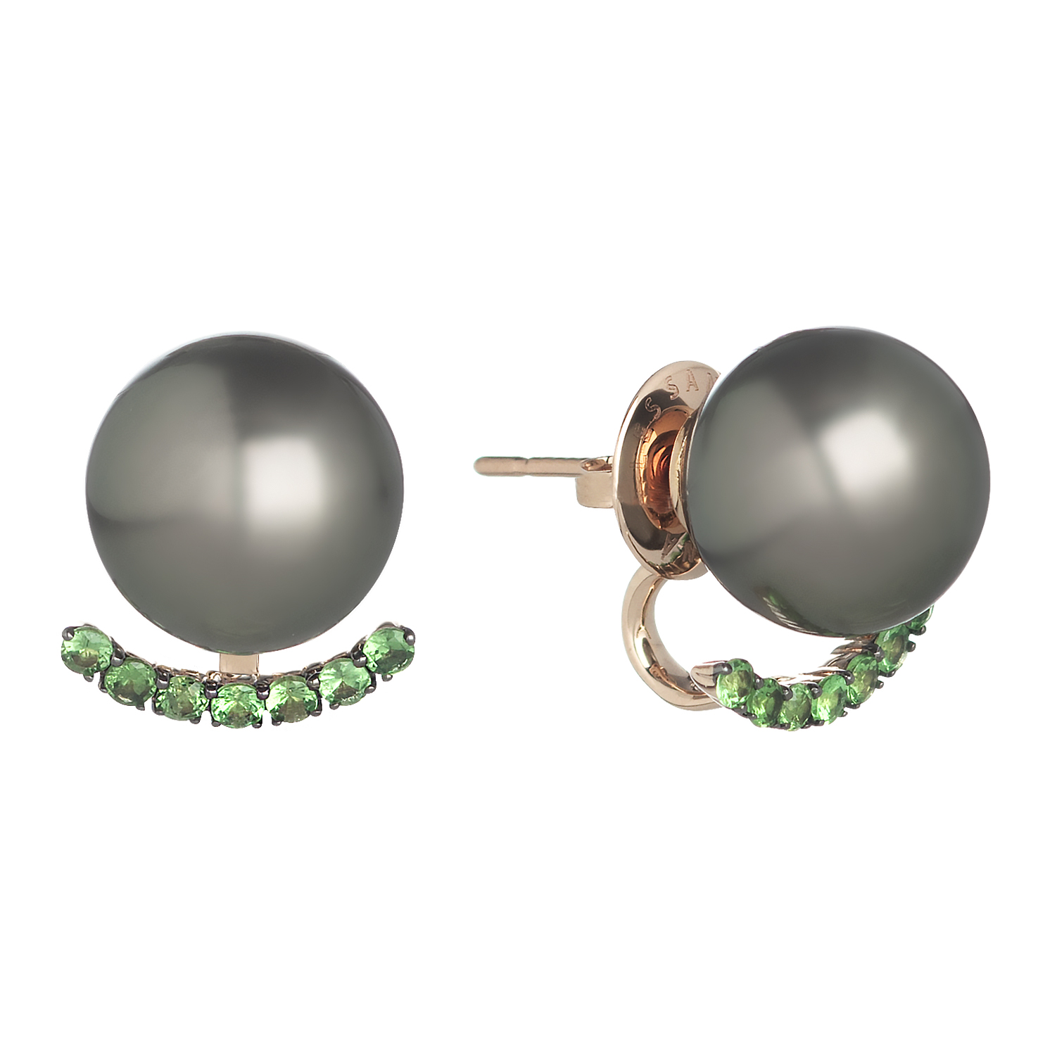 rose gold black pearl earrings