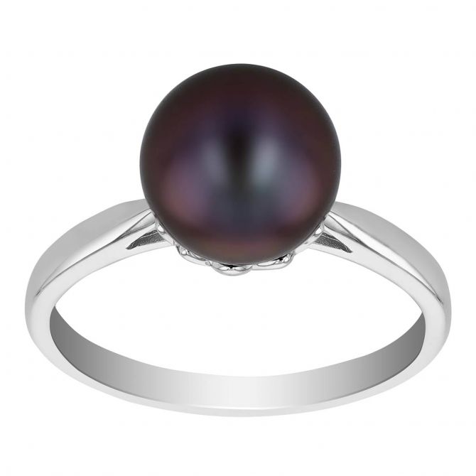 TARA Pearls Black Tahitian South Sea Cultured Pearl Ring in White Gold