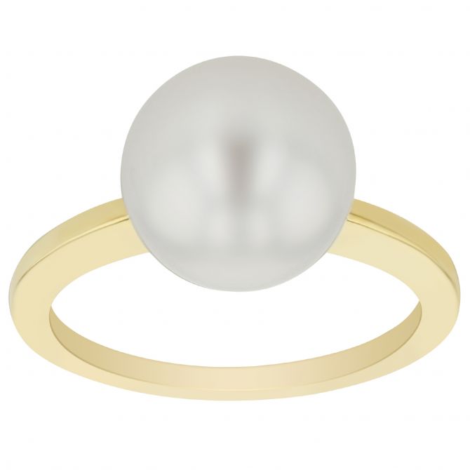 White 10 mm Cultured Pearl Ring in Yellow Gold