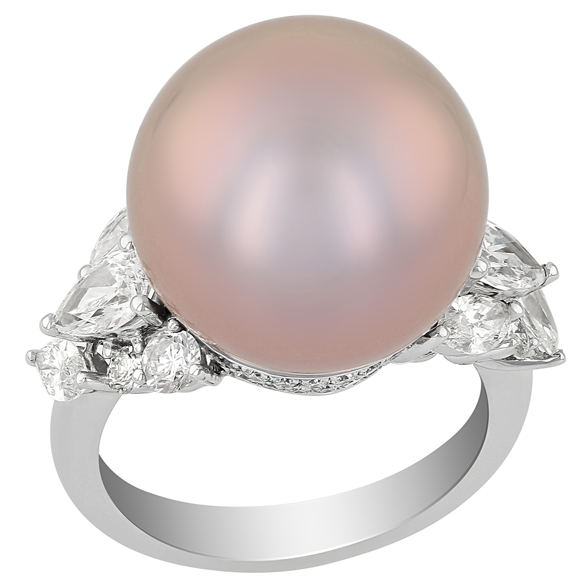 TARA Pearls Pink Freshwater Cultured Pearl & Diamond Ring in White Gold ...
