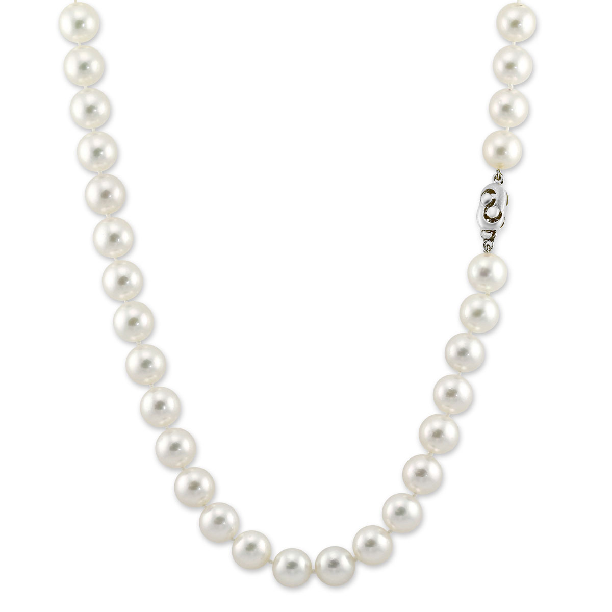 Akoya Cultured Pearl Strand, 7x7.5mm in White Gold, 16