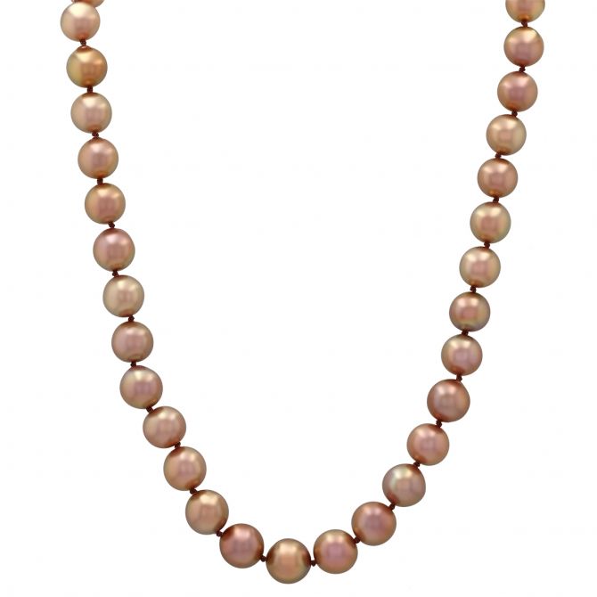 TARA Pearls Bronze Freshwater Cultured Pearl Strand in Yellow Gold with Diamond Clasp