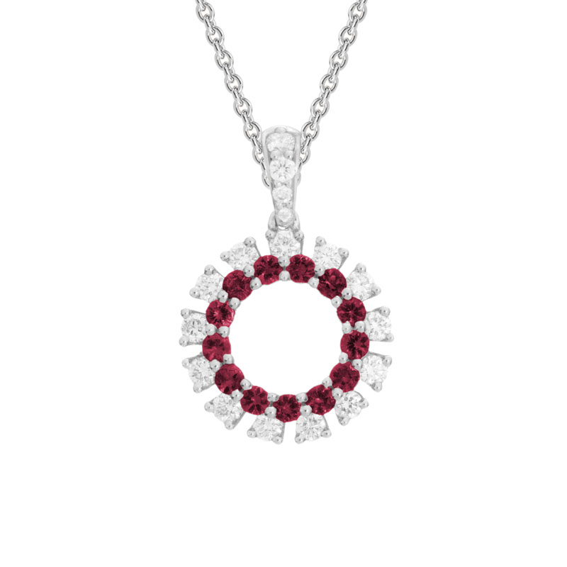 ruby and diamond circle pendant