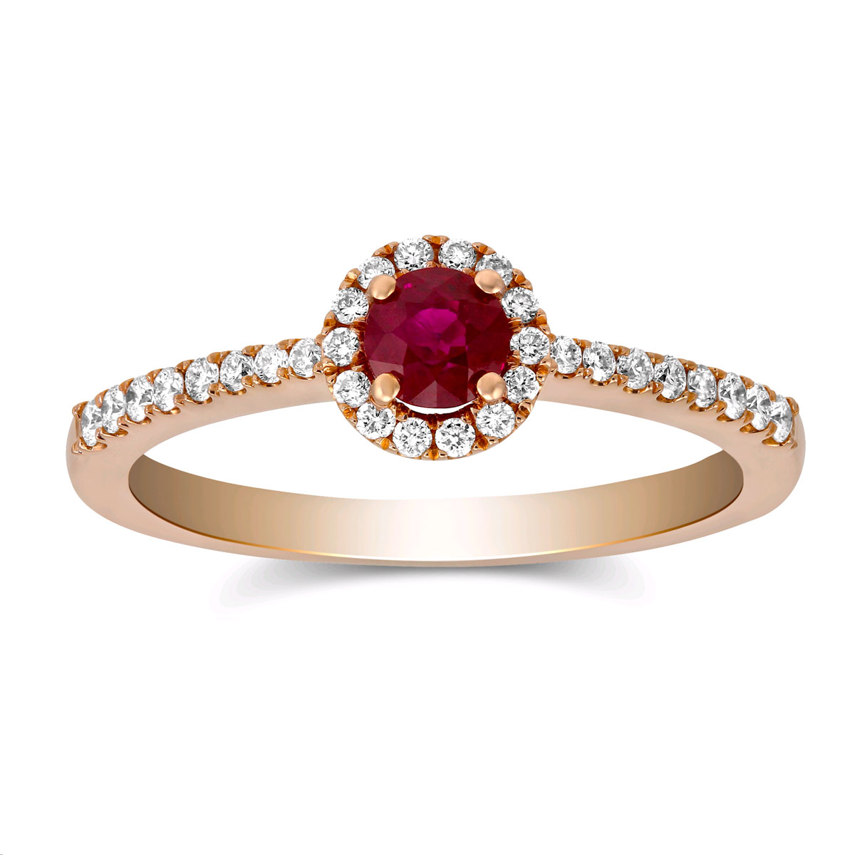 14K Rose Gold Round Ruby & Diamond Halo Ring | Borsheims