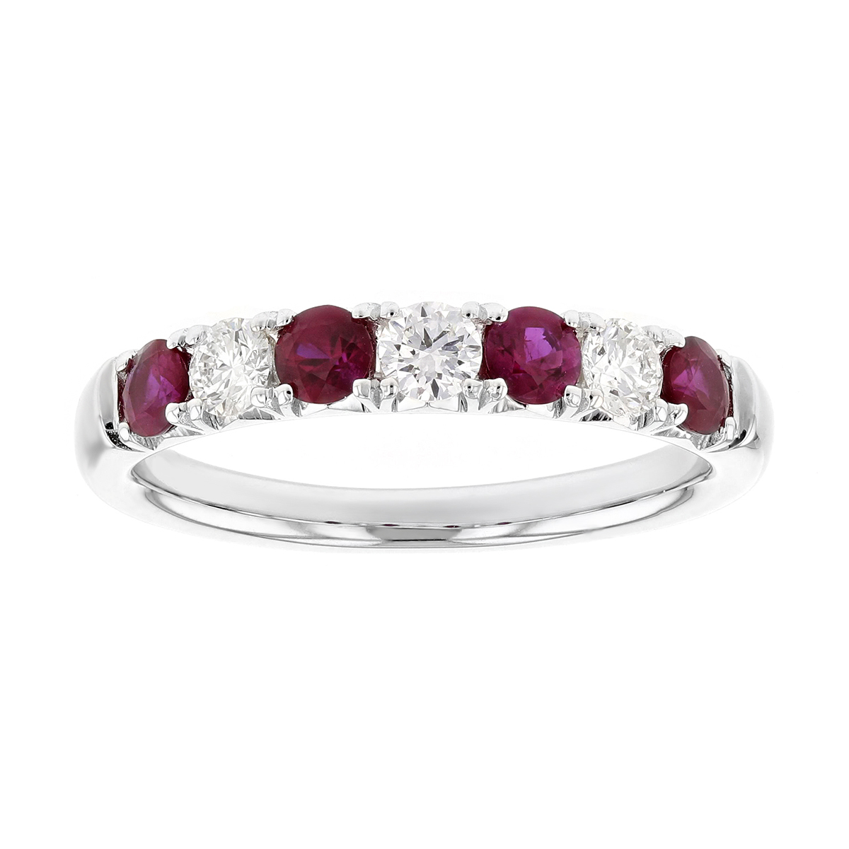 18K White Gold Ruby & Diamond Alternating Ring | Borsheims