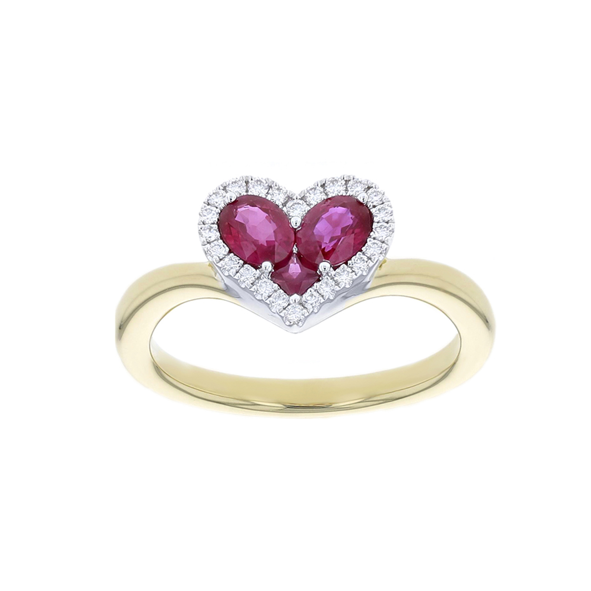 18K Yellow & White Gold Ruby Heart & Diamond Halo Ring | Borsheims