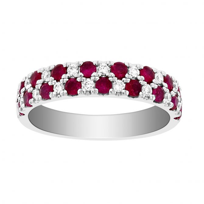 Two Row Ruby and Diamond Ring
