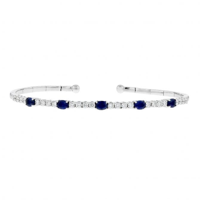 Oval Sapphire & Diamond Bangle Bracelet