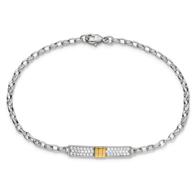 Monica Rich Kosann Two-Tone "Carpe Diem" Poesy Bracelet in Sterling Silver & Yellow Gold