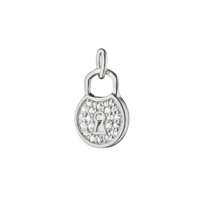 Monica Rich Kosann Sterling Silver White Sapphire Padlock Charm