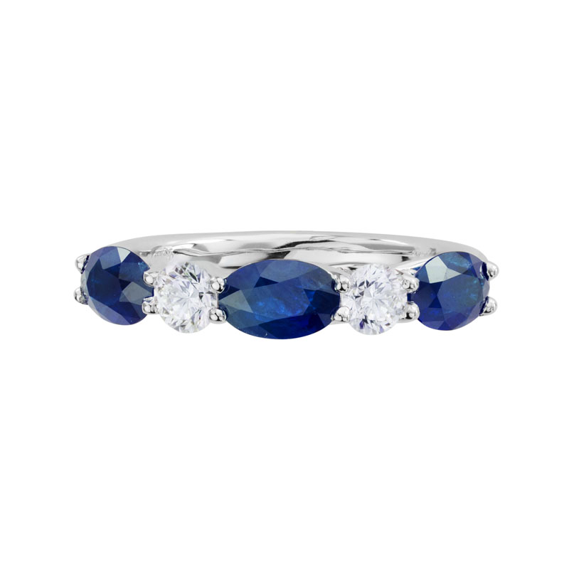 14K White Gold Oval Sapphire & Diamond Alternating Ring | Borsheims