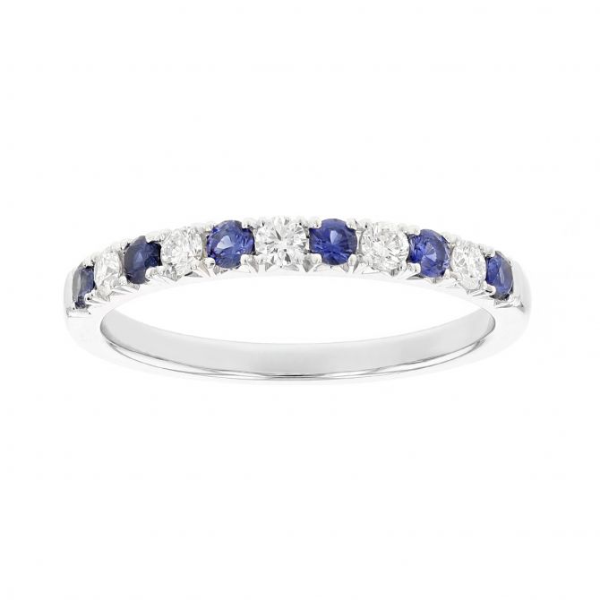 Sapphire & Diamond Alternating Band in White Gold