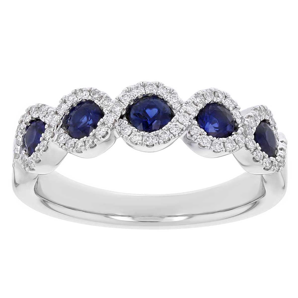 Sapphire & Diamond Twisted Halo Ring in White Gold | Borsheims