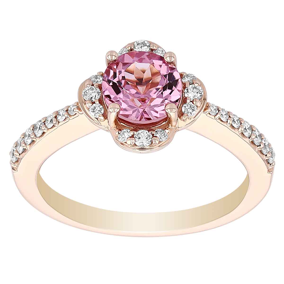 Lotus Garnet & Diamond Demi Halo Clover Ring in Rose Gold | Borsheims