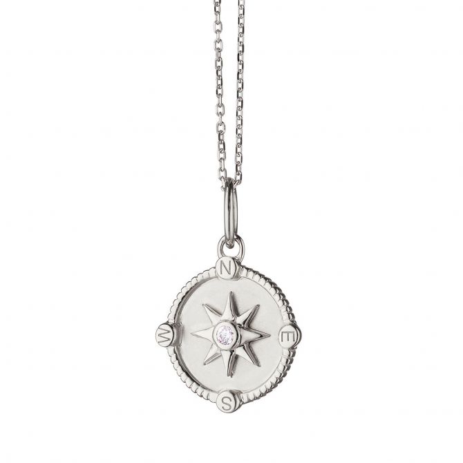 Monica Rich Kosann Mini Adventure Charm Pendant with White Sapphire in Sterling Silver