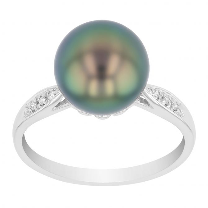 TARA Pearls Tahitian South Sea Cultured Pearl & Diamond Ring in White Gold