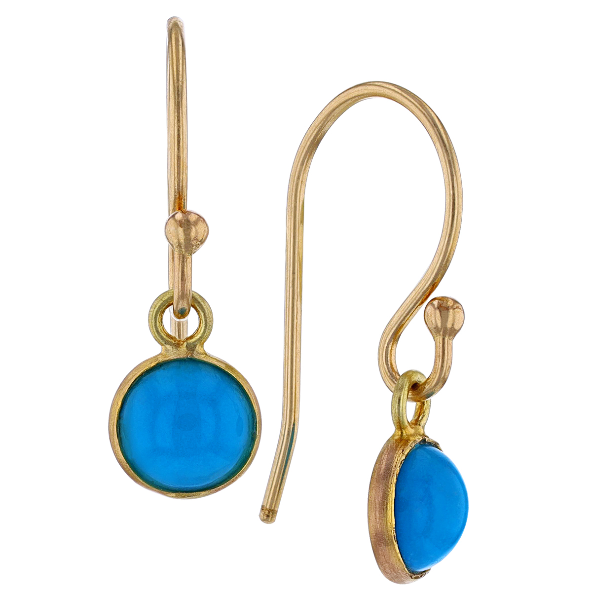 Margaret Solow Turquoise Cabochon Dangle Earrings in Yellow Gold | EA ...