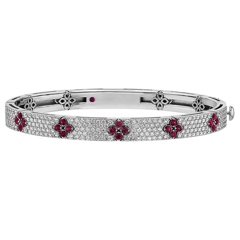 Roberto Coin Love in Verona Diamond Pave & Ruby Bangle Bracelet in 18K