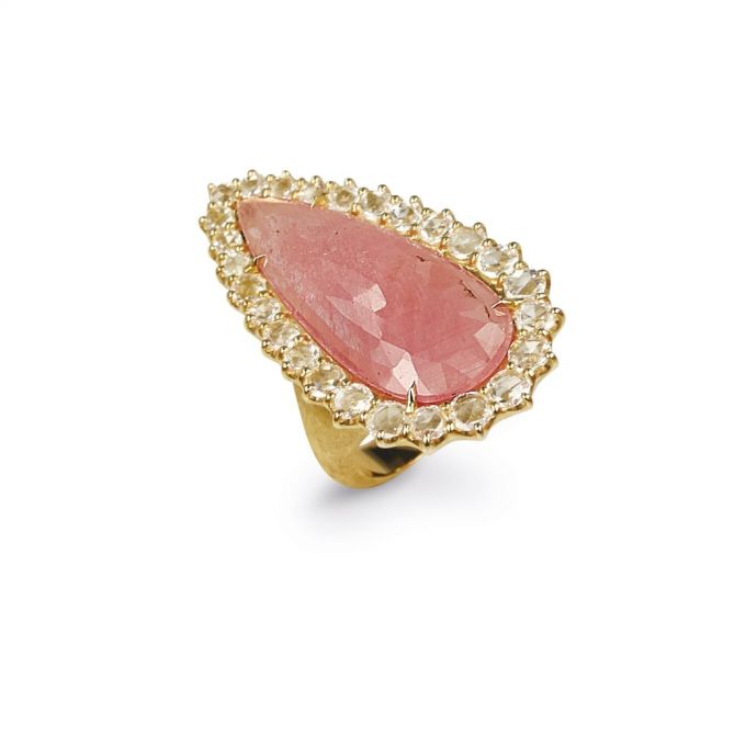 Marco Bicego Unico Pink Sapphire & Diamond Halo Ring in 18K Yellow Gold