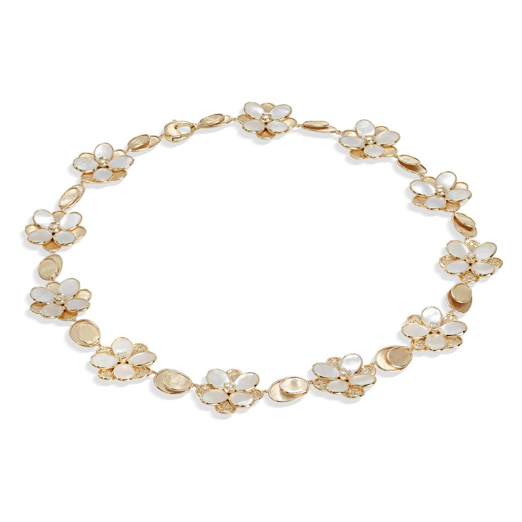 Marco Bicego Petali 18K Yellow Gold Mother of Pearl and Diamond Flower ...