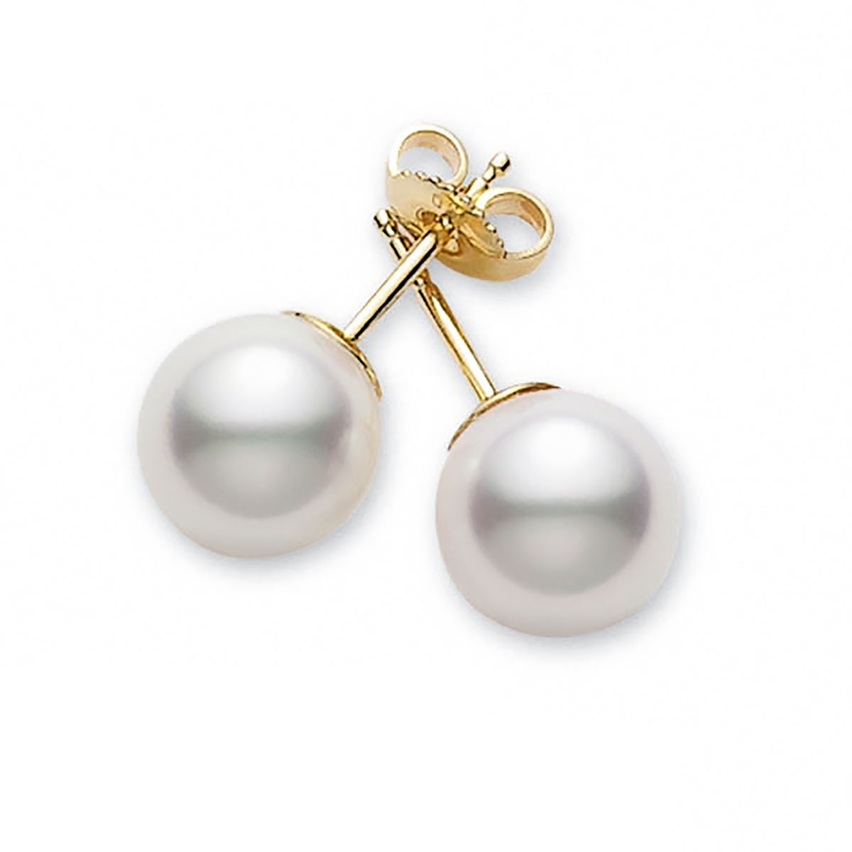 Mikimoto Akoya Cultured Pearl 6-6.5 mm Stud Earrings in Yellow Gold ...