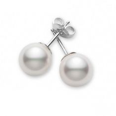 Mikimoto Akoya Cultured Pearl 6-6.5 mm Stud Earrings in White Gold, Grade AA