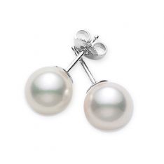 Mikimoto Akoya Cultured Pearl 7.5-8 mm Stud Earrings in White Gold, Grade A+