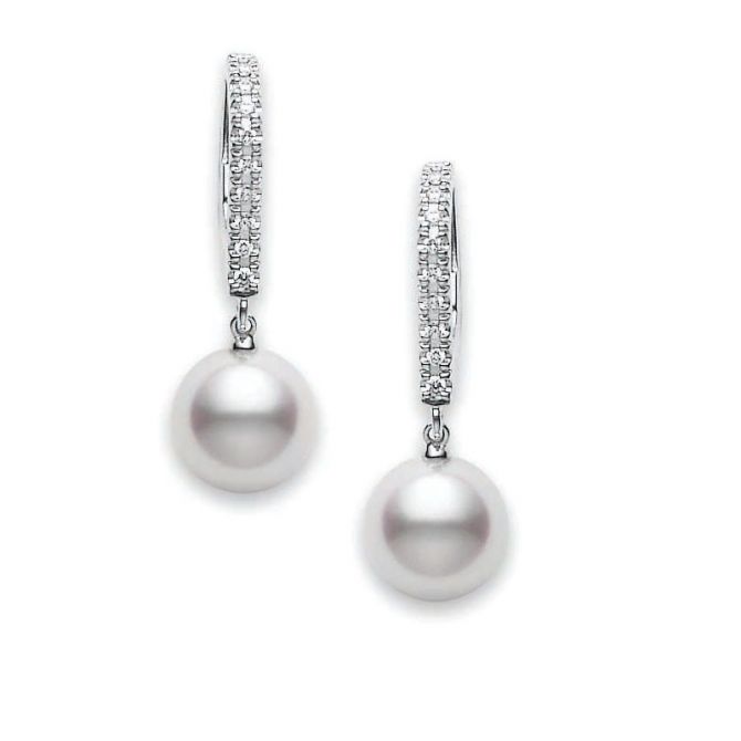 Mikimoto Classic Elegance Akoya Cultured Pearl & Diamond Leverback Drop Earrings