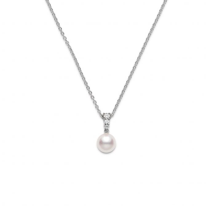 Mikimoto Morning Dew Akoya Cultured Pearl & Diamond Pendant, 18"