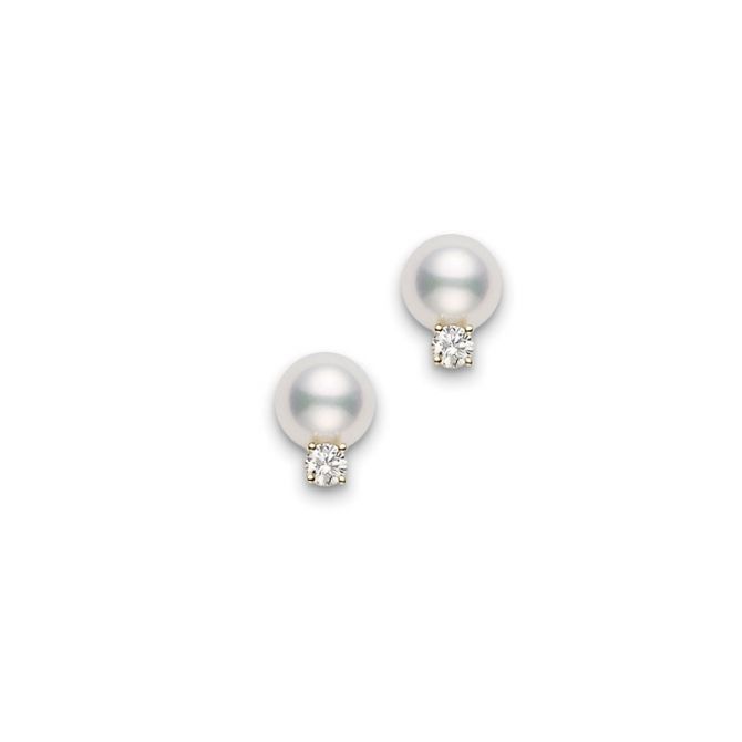 Pearl & diamond discount cluster earrings mikimoto