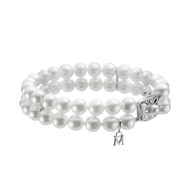 Mikimoto Akoya Cultured Pearl Double Strand Bracelet with White Gold Clasp, 7"