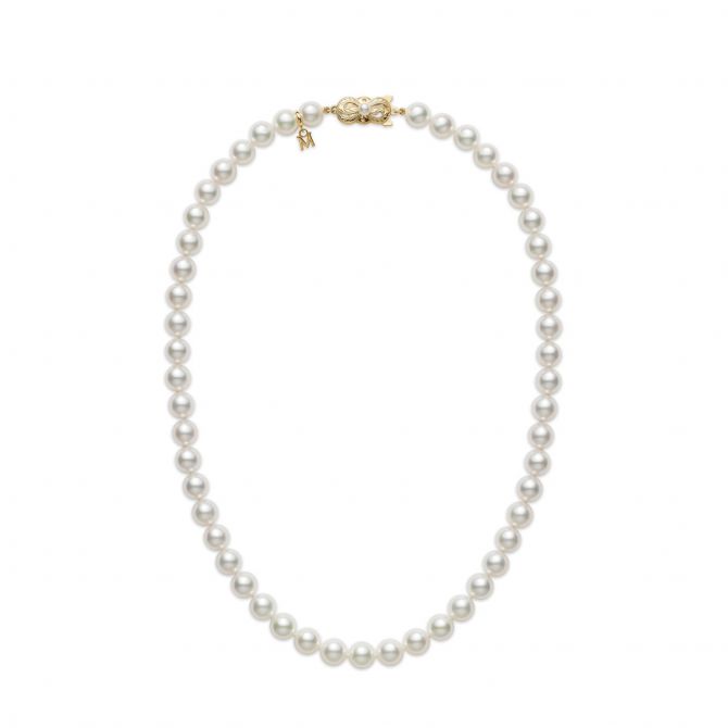 Mikimoto Akoya Cultured Pearl Princess Strand Necklace with Yellow Gold Clasp, 7.5-8 mm, 18"