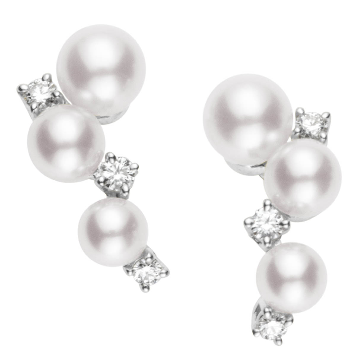 Mikimoto Bubbles Akoya Cultured Pearl & Diamond Cluster Earrings in ...