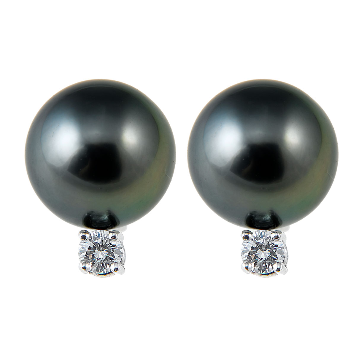 TARA Pearls Tahitian South Sea Cultured Pearl & Diamond Stud Earrings ...