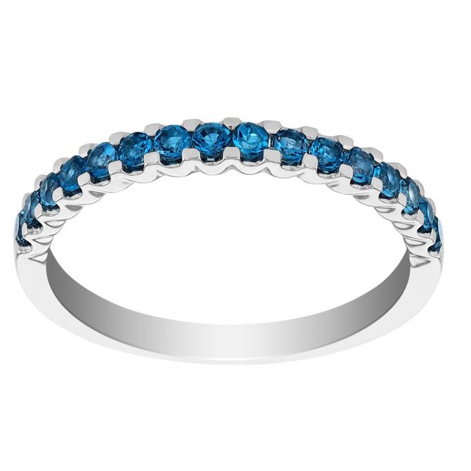 London Blue Topaz Shared Prong Stacking Band in White Gold