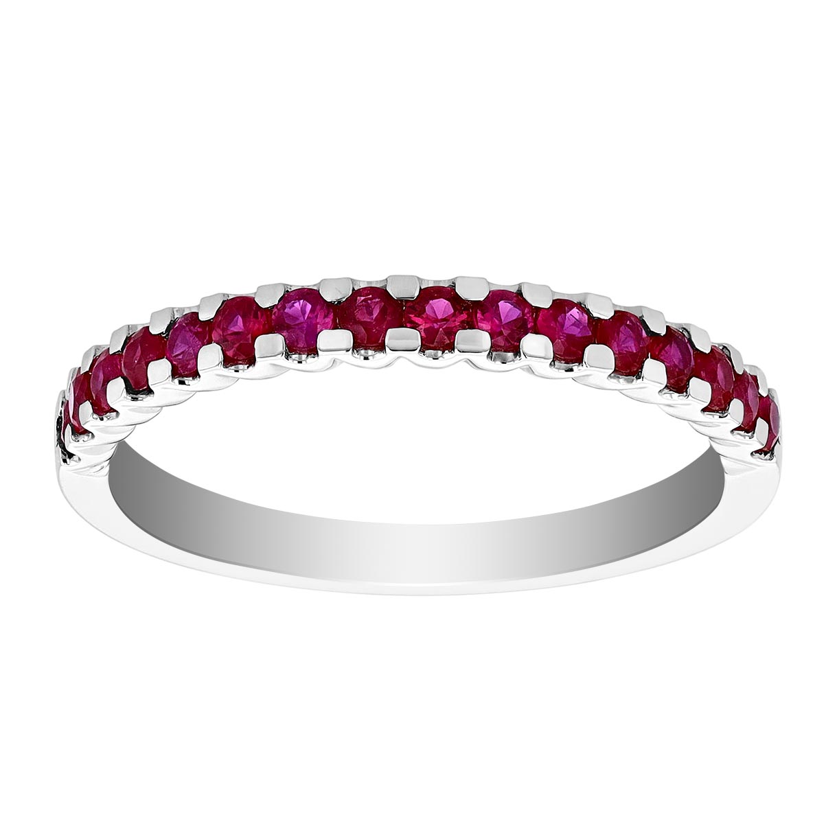 Round Ruby Shared Prong Stacking Band in White Gold | Borsheims