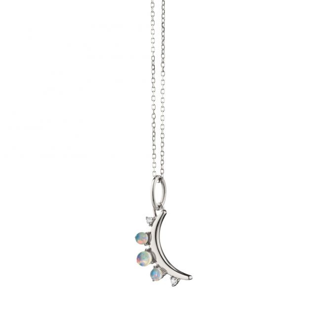 Monica Rich Kosann Petite Moon with Opal Necklace in Sterling Silver