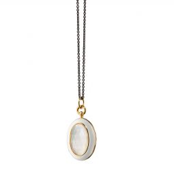 18K Yellow Gold “Olivia” Gold Locket Necklace with White Diamonds - Gold Locket Necklaces by Monica Rich Kosann